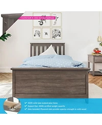 Max and Lily Twin Bed Frame with Headboard, Solid Wood Platform for Kids