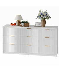 gaomon 9 Drawer Fluted Dresser, Large Wood Storage Chest Organizer for Bedroom Living Room Home Office