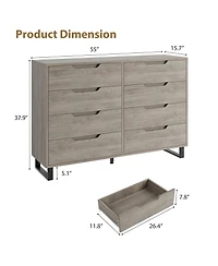 gaomon 8 Drawer Dresser for Bedroom, 55" Wide Freestanding Storage Chest Living Room or Hallway