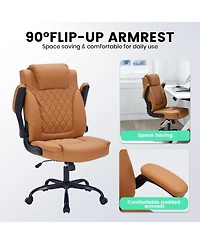 gaomon Ergonomic Executive Office Chair, Heavy Duty 350 Lbs Weight Capacity, Pu Leather with Lumbar Support and Turn-Up Arms, for Home Office