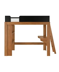 Max & Lily Mid-Century Modern Twin Loft Bed with Desk and Bookshelf