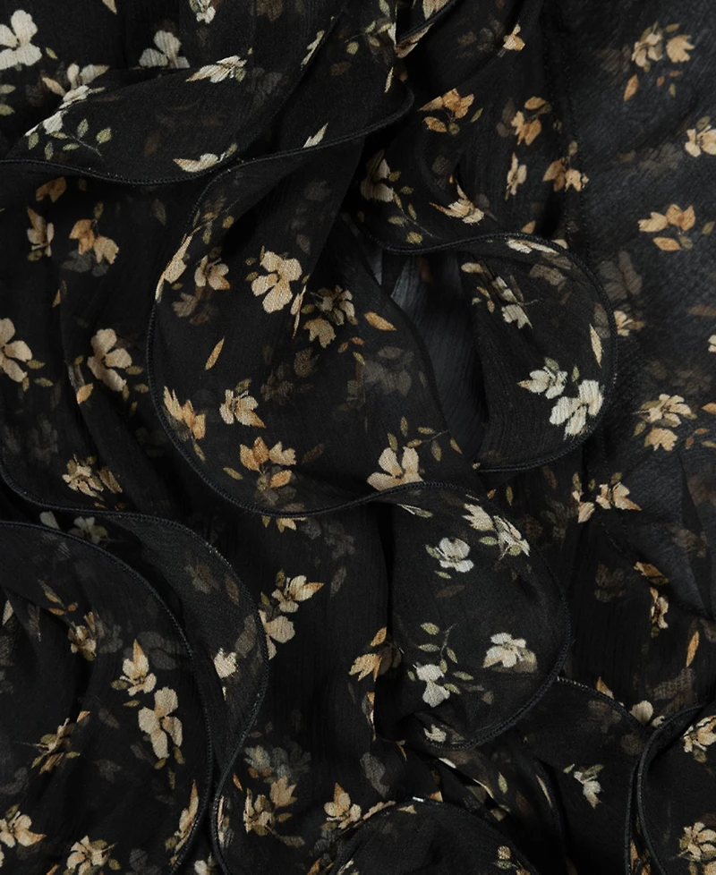 Lauren Ralph Floral Double Ruffle Scarf