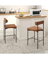 Slickblue 26 Inch Upholstered Bar Stool Set 2 Pack Counter Height with Backrest