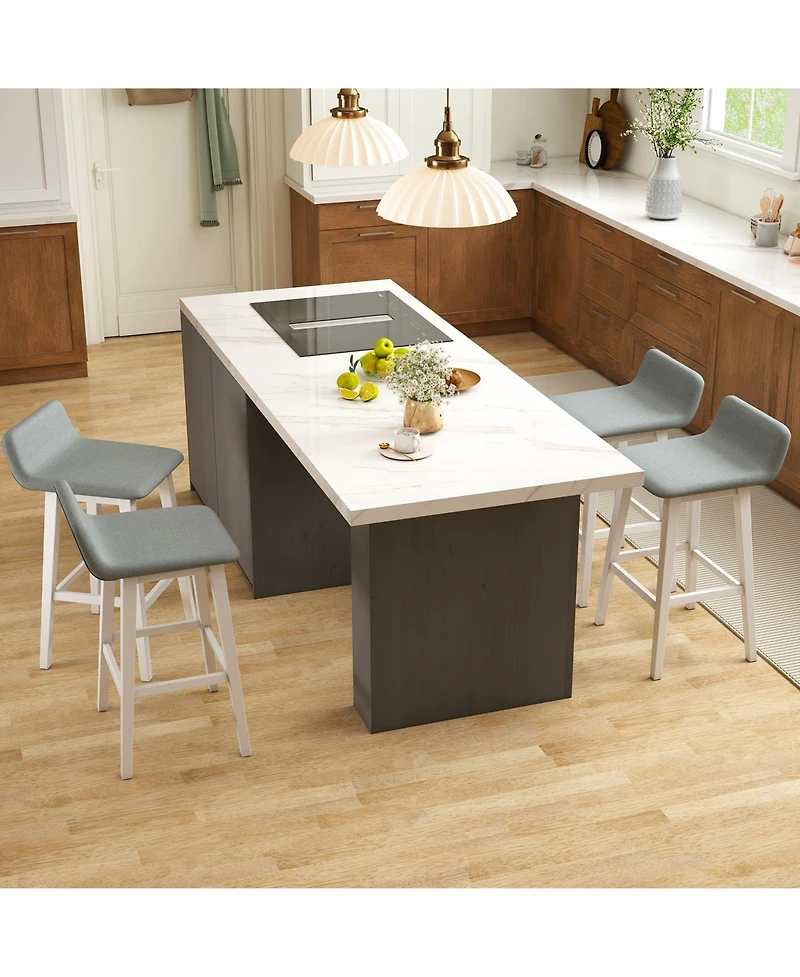 Slickblue Set of 2 High Top Counter Chairs with Low Back Support, Padded Seat and Rubber Wood Frame