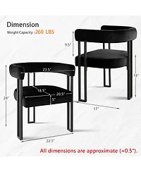 Maison Boucle Velvet Dining Chairs Set of 2, Modern Armchairs, Metal Legs