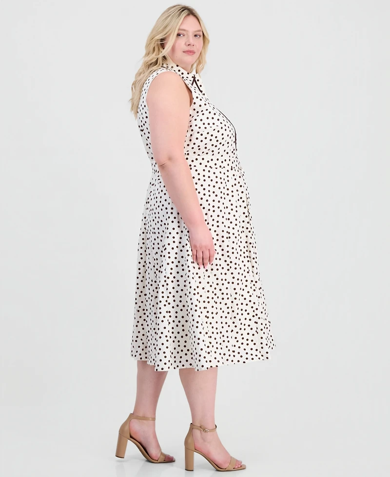 Anne Klein Plus Godet Sleeveless Midi Shirt Dress