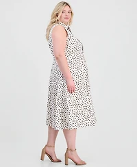 Anne Klein Plus Godet Sleeveless Midi Shirt Dress