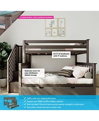 Max and Lily Twin over Full Staircase Bunk Bed with Trundle, Clay