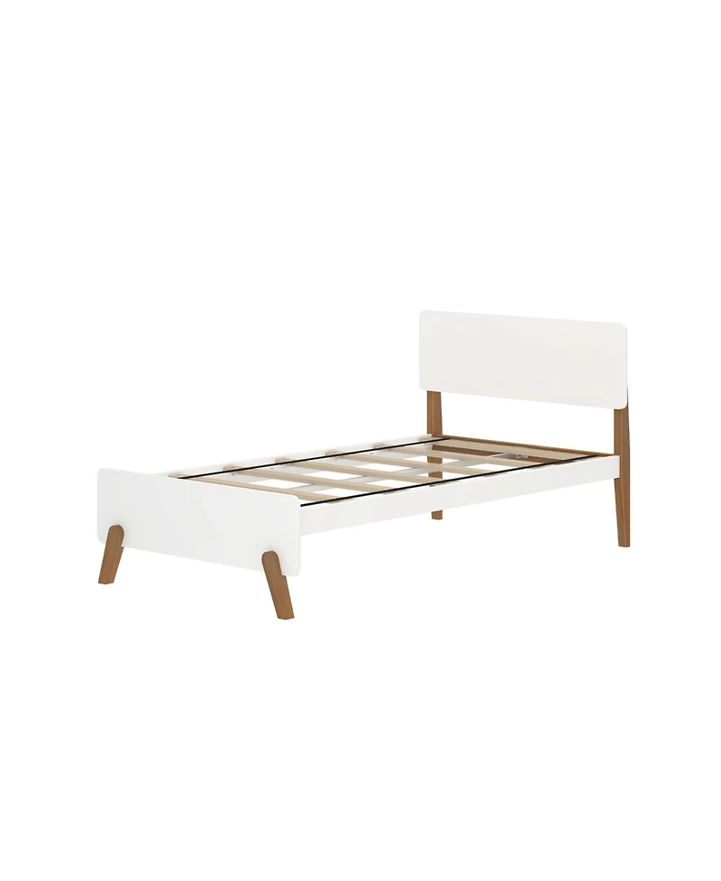 Max and Lily Mid-Century Modern Twin Platform Bed for Kids, Solid Wood
