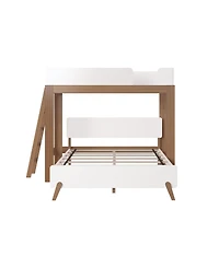 Max & Lily Mid-Century Modern L-Shaped Twin Over Queen Bunk Bed With Ladder on End