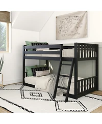 Max and Lily Solid Wood Scandinavian Twin over Bunk Bed for Kids with Ladder