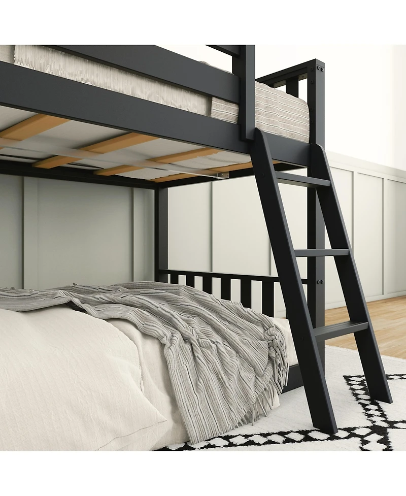 Max and Lily Solid Wood Scandinavian Twin over Bunk Bed for Kids with Ladder