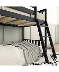 Max and Lily Solid Wood Scandinavian Twin over Bunk Bed for Kids with Ladder