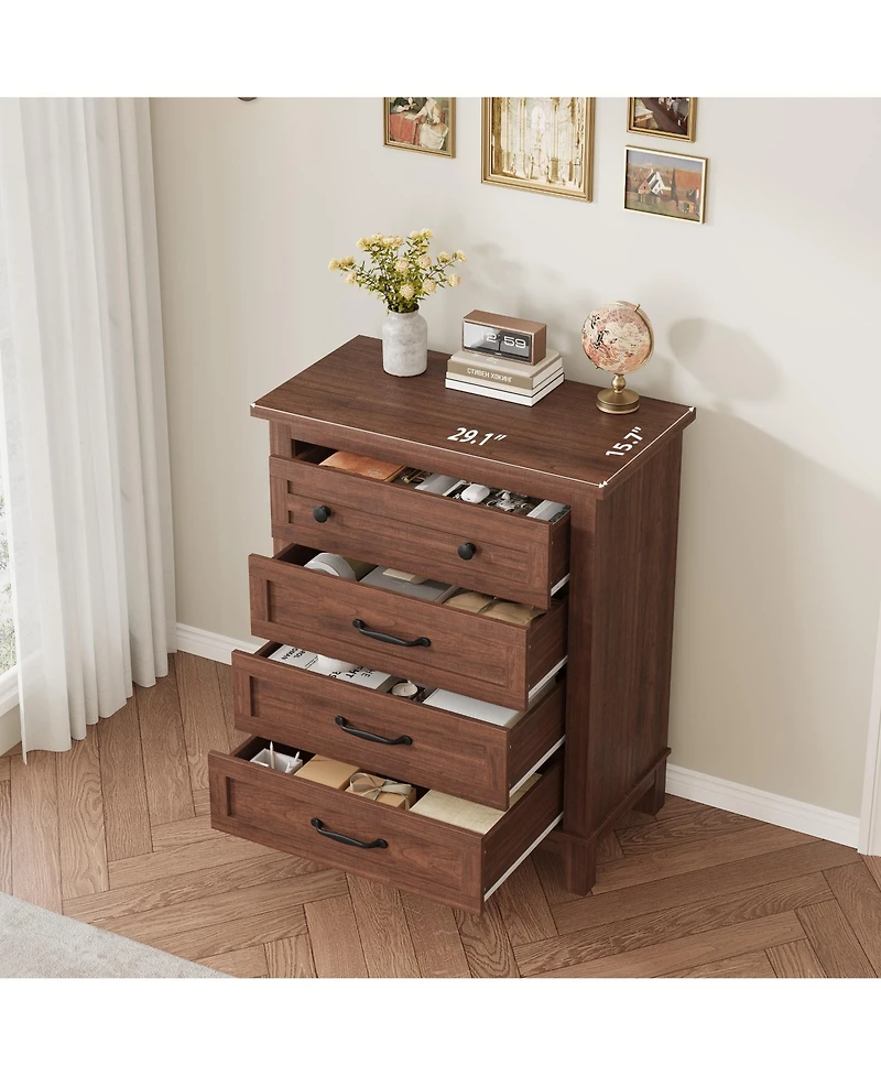 gaomon 4 Dresser for Bedroom, 34.8" Tall Wooden Freestanding Chest of Drawers