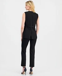 Anne Klein Womens Sleeveless D Ring Wrap Blazer Pull On Kick Flare Pants