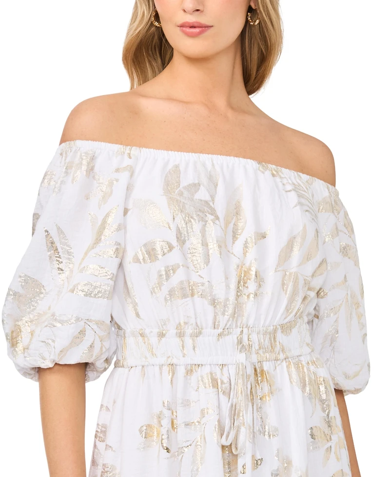 Vince Camuto Women's Off-The-Shoulder Tiered Ruffle Dress