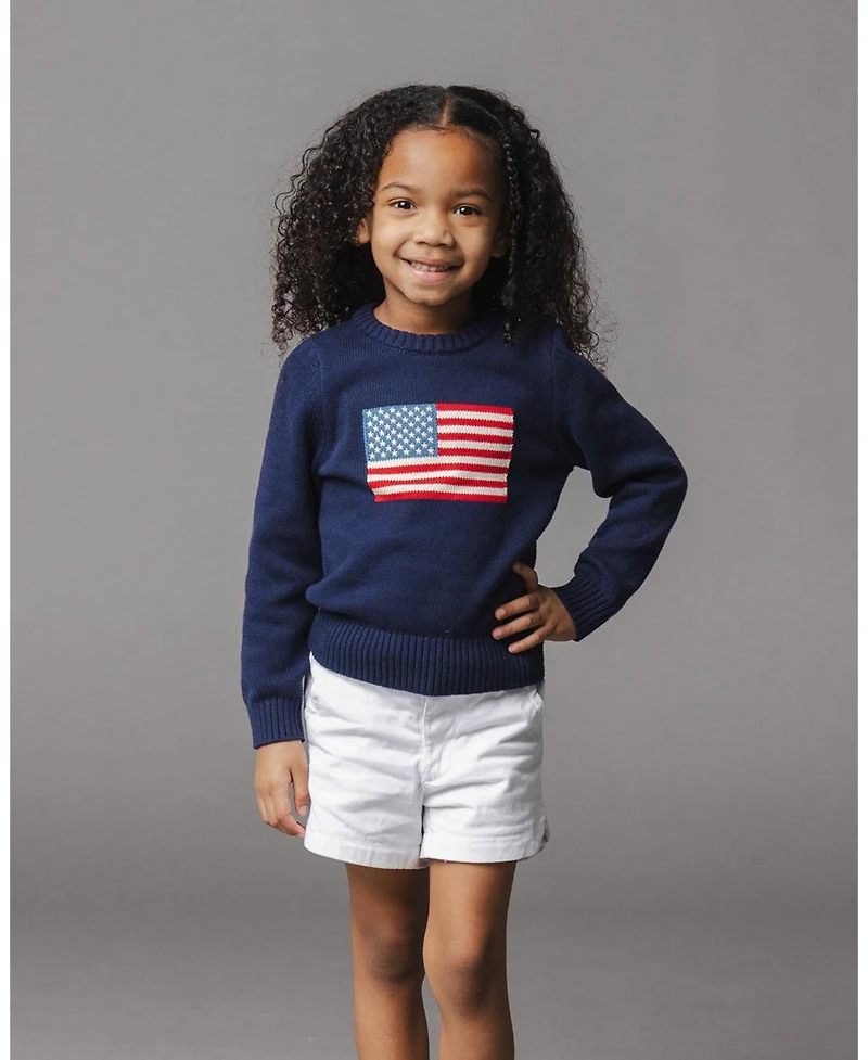 Hope & Henry Girls and Organic Crew Neck Flag Sweater
