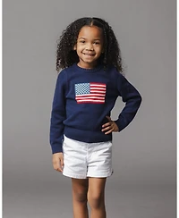 Hope & Henry Girls and Organic Crew Neck Flag Sweater