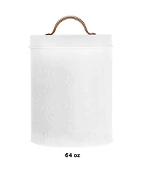 Amici Pet Puppy Paws White Metal Food Canister, Small, Airtight Seal, Removable Lid, and Metal Cooper Handle for Fresh and Stylish Pet Food Storage, 6