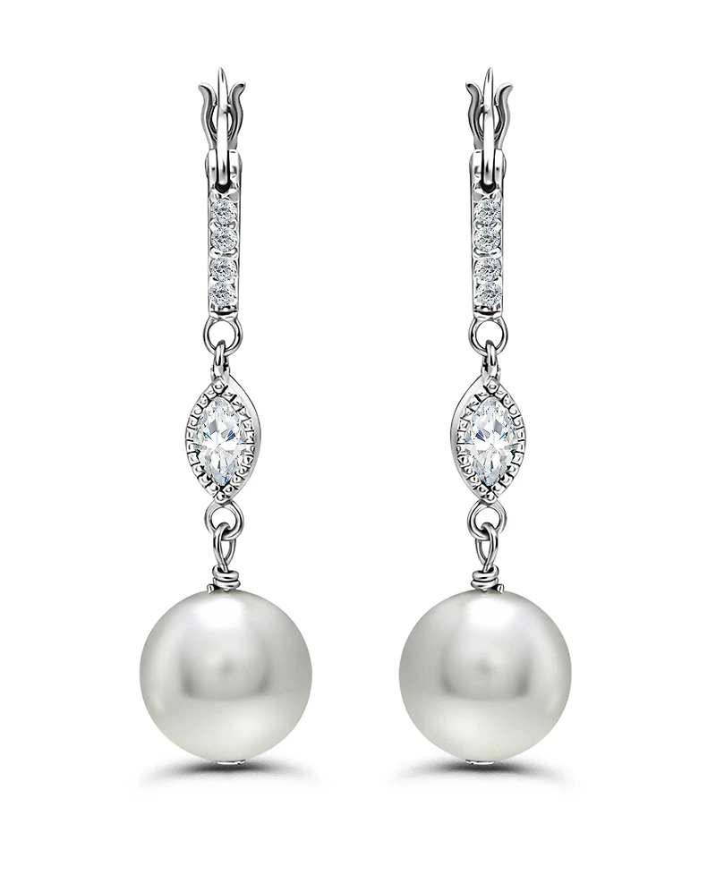 Christian Siriano New York Silver-Plated Marquise Cubic Zirconia Fancy Drop Earrings