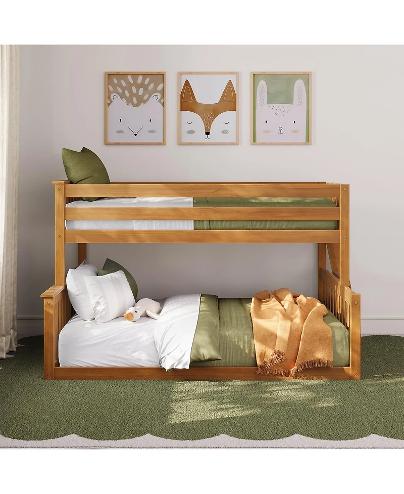 Max and Lily Twin over Full Low Bunk Bed with Ladder on End For Kids