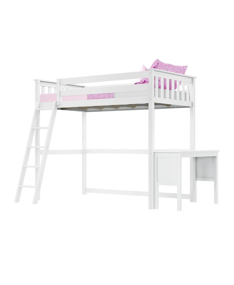 Max & Lily High Loft Bed With Ladder on End and Desk
