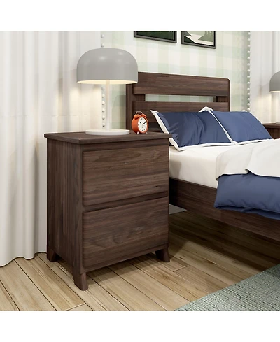 Max & Lily Solid Wood Farmhouse Nightstand with 2 Drawers