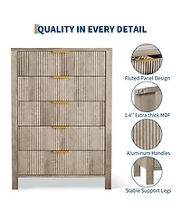 gaomon 5-Drawer Dresser for Bedroom, 45" Tall Narrow Modern Chest of Drawers, Wooden Storage Cabinet or Nightstand