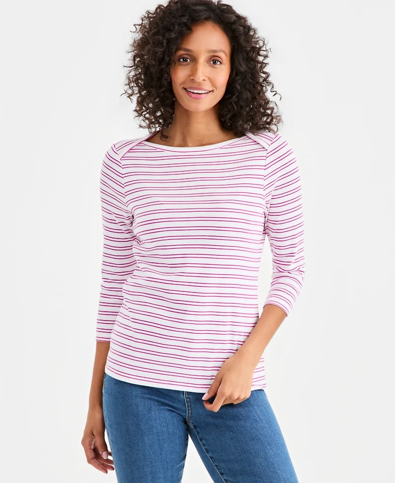 Style & Co Petite Cotton Boat Neck Top, Macy's Exclusive