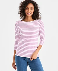 Style & Co Petite Cotton Boat Neck Top, Macy's Exclusive