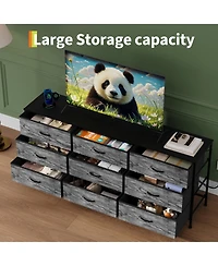 gaomon Tv Stand Dresser with 9 Fabric Drawers for TVs , Entertainment Center with Storage Organizer