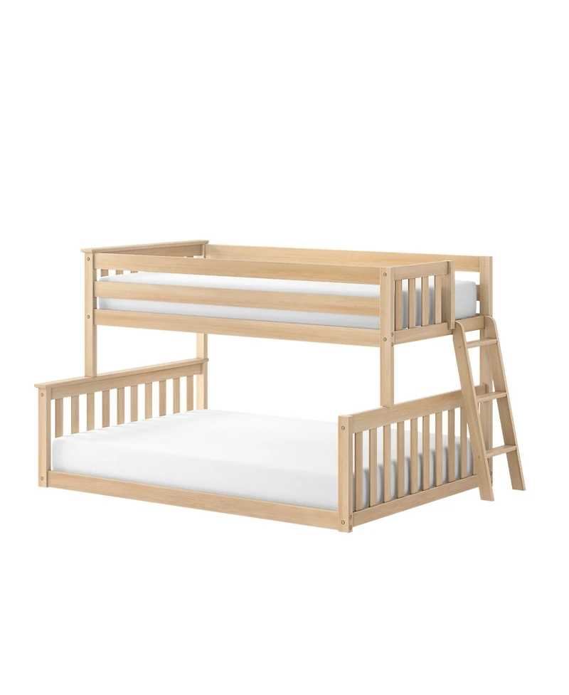 Max and Lily Twin over Full Low Bunk Bed with Ladder on End For Kids