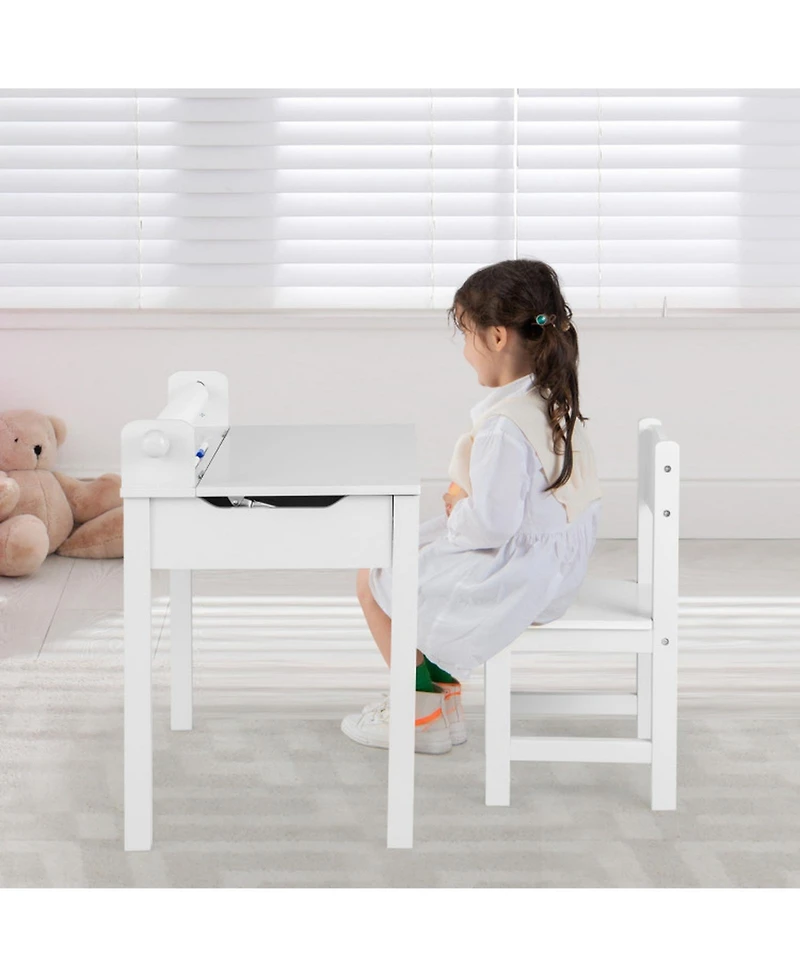 Gouun Kids Activity Table and Chair Set with Storage and Paper Roll Holder