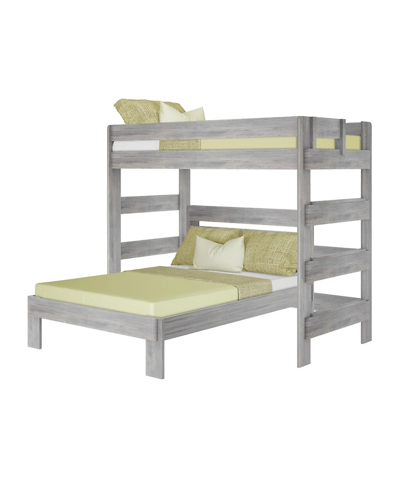 Max & Lily Solid Wood Bunk Bed, L-Shaped Twin over Full Bed Frame for Kids Modern Farmhouse