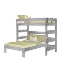 Max & Lily Solid Wood Bunk Bed, L-Shaped Twin over Full Bed Frame for Kids Modern Farmhouse