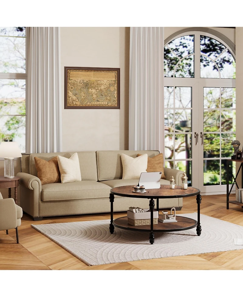 Homfan 2-Tier Round Coffee Table