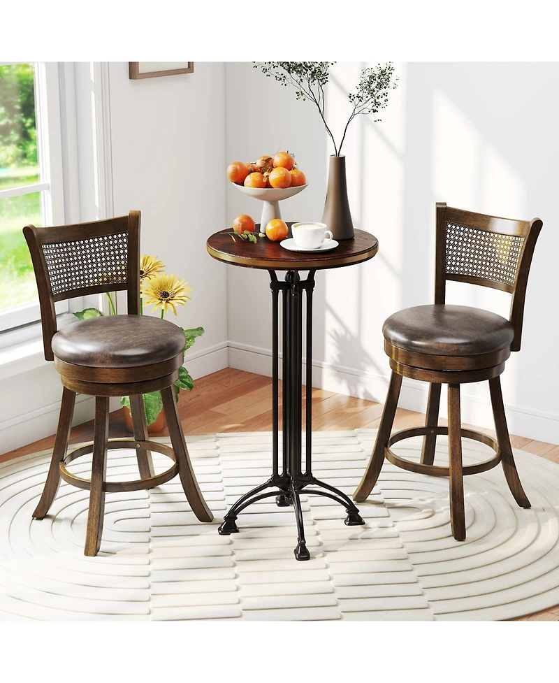 Slickblue Counter Height Bar Stools Set of 2, Swivel Bar Chairs with Leathaire Seat