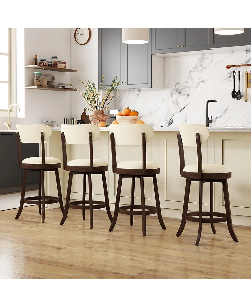 Slickblue Set of 2 Counter Height Bar Stools with Cushioned Seat and Backrest for Dining Area