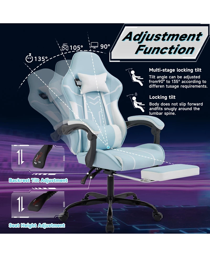 Flynama Massage Gaming Chair with Footrest,Ergonomic Office Chair