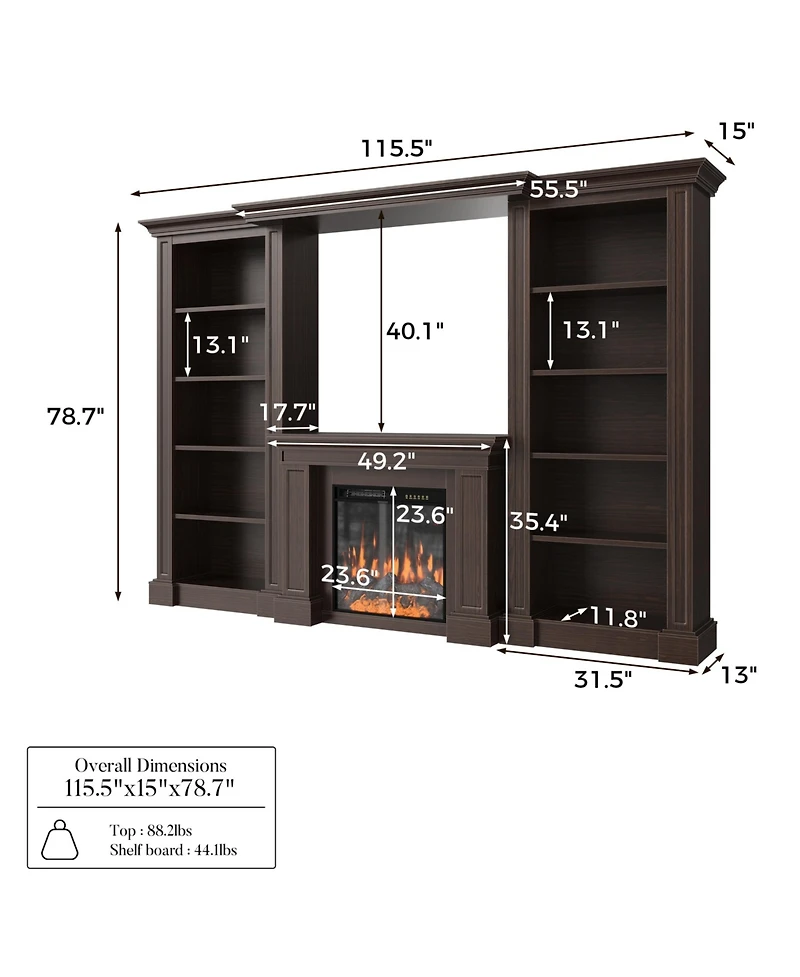 Homsee 24" Electric Fireplace and 71" Tv Stand Set - 1500W Heater Insert with White and Brown Farmhouse Media Console | Modern Entertainment Center