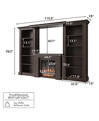 Homsee 24" Electric Fireplace and 71" Tv Stand Set - 1500W Heater Insert with White and Brown Farmhouse Media Console | Modern Entertainment Center