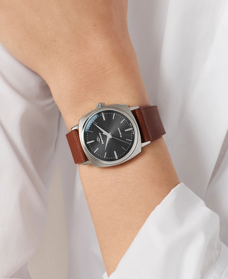 Movado Men's Kingmatic Swiss Automatic Brown Leather Watch 35mm