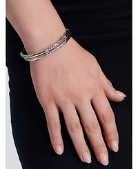 Devata Dragon Bone Slide-on Bangle Bracelet Sterling Silver and 18K Gold Accents