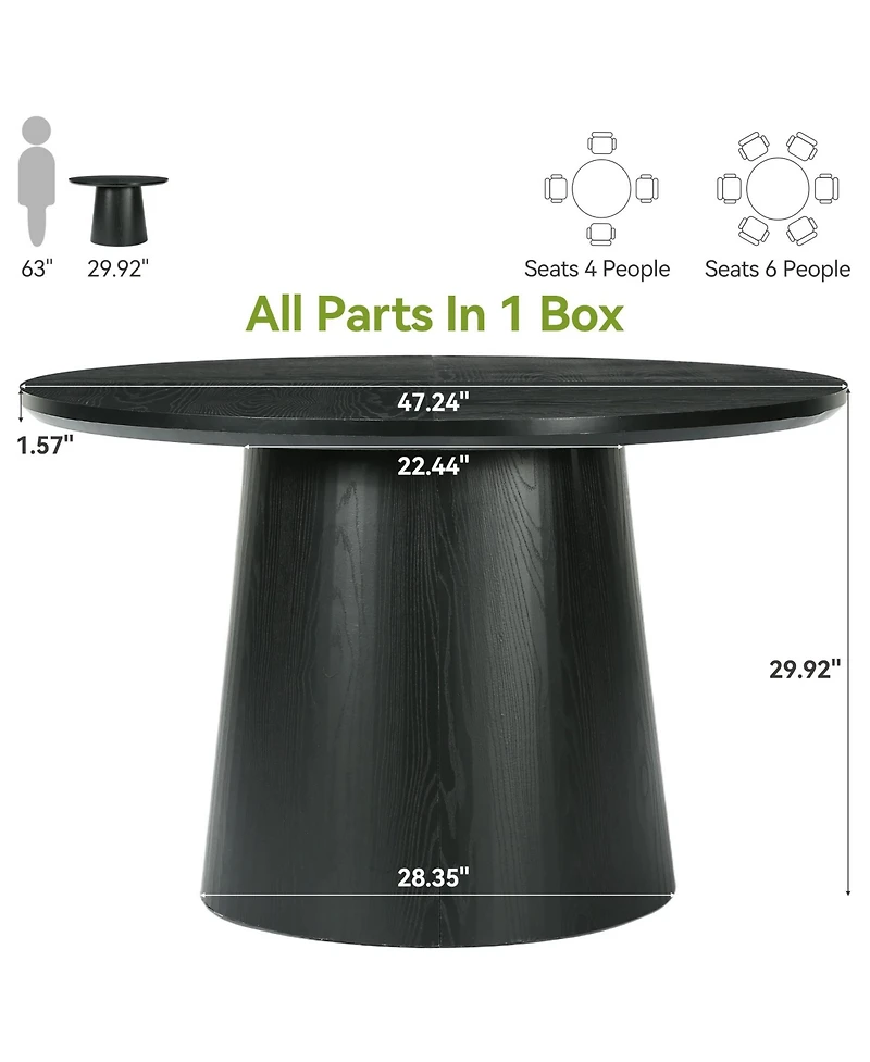 Tribesigns 47.24 Inches Round Dining Table, Modern Wooden Kitchen Table with Heavy-Duty Table Legs, Space Saving Circle Dinner Furniture