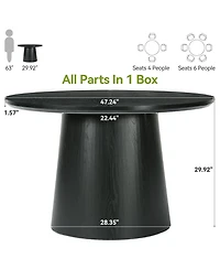 Tribesigns 47.24 Inches Round Dining Table, Modern Wooden Kitchen Table with Heavy-Duty Table Legs, Space Saving Circle Dinner Furniture