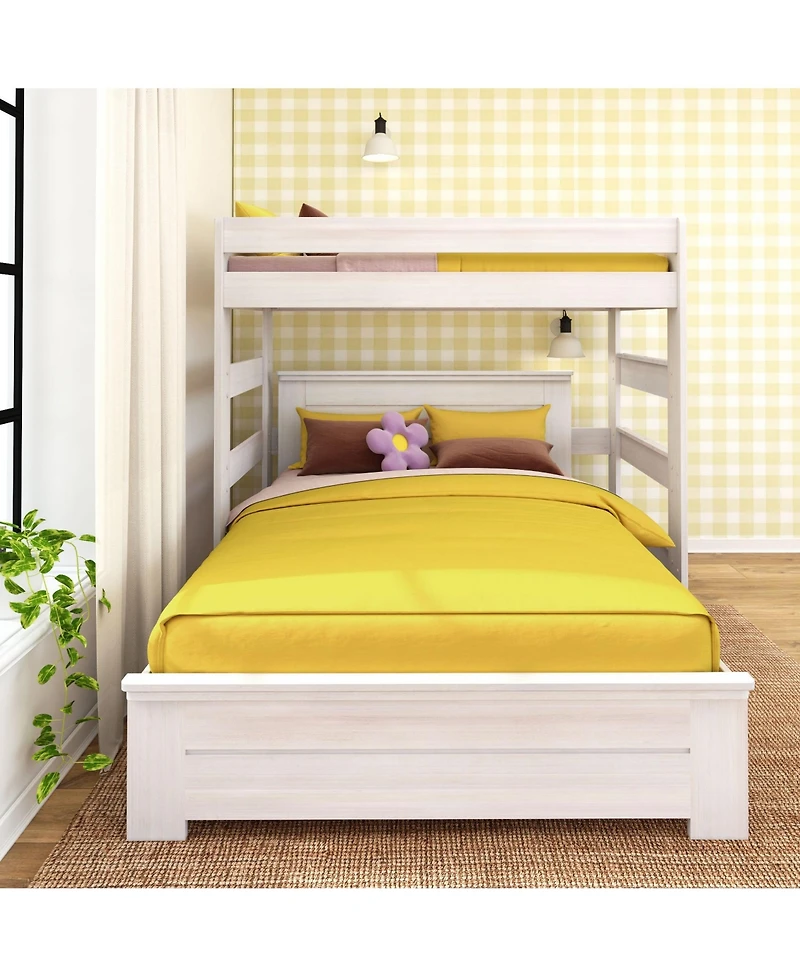 Max & Lily Farmhouse Twin Over Panel Queen L-Shaped Bunk Bed