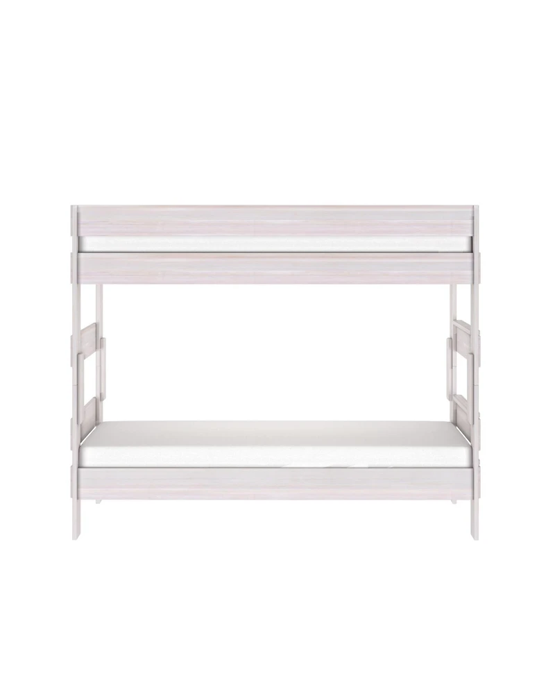Max and Lily Twin over Bunk Bed, Farmhouse Solid Wood Beds for Kids, Driftwood
