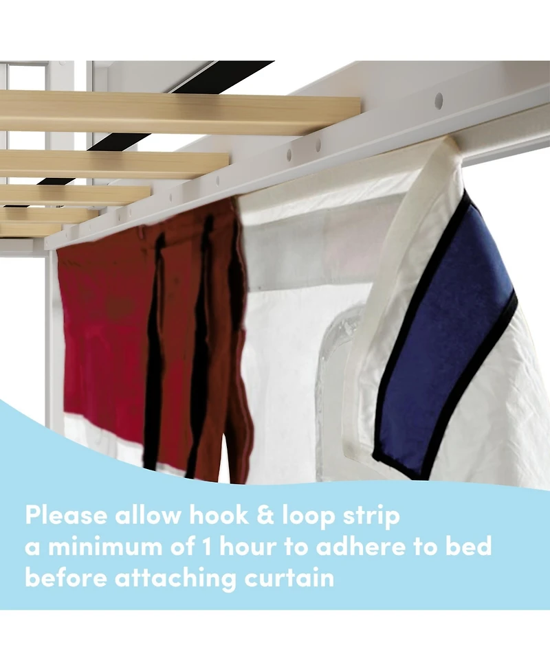 Max and Lily Low Bunk With Easy Slide Firetruck Curtain