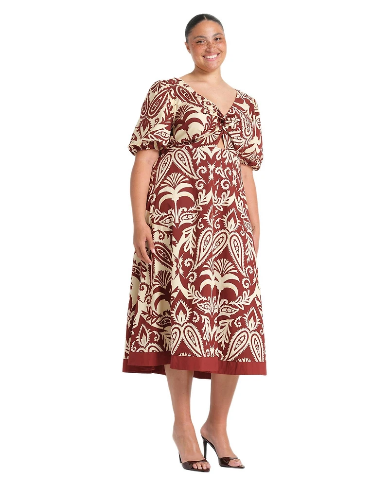 Estelle Women's Aurela Cotton Print Twist Midi Dress