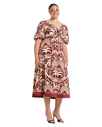Estelle Women's Aurela Cotton Print Twist Midi Dress